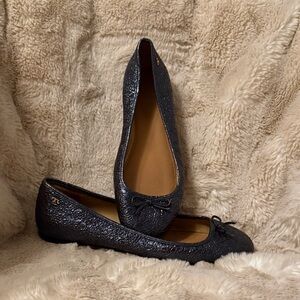 Tory Burch Shimmering Black Flats